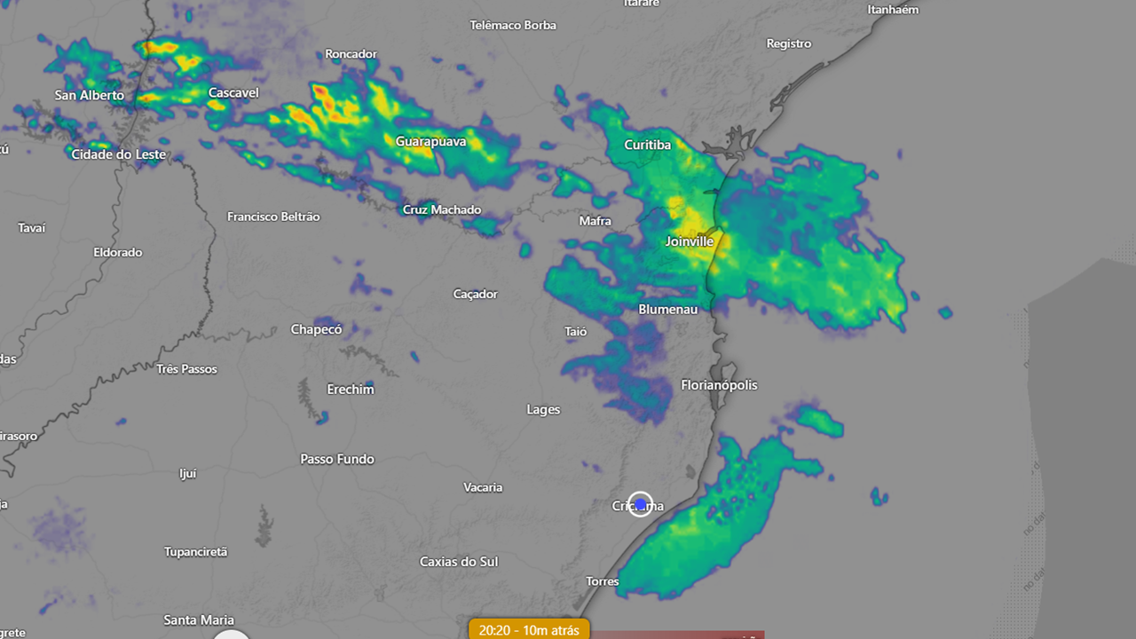 Inverno chegando, muito frio chegando em SC e no RS. Massa de ar frio muito intensa chegando do sul do Continente.