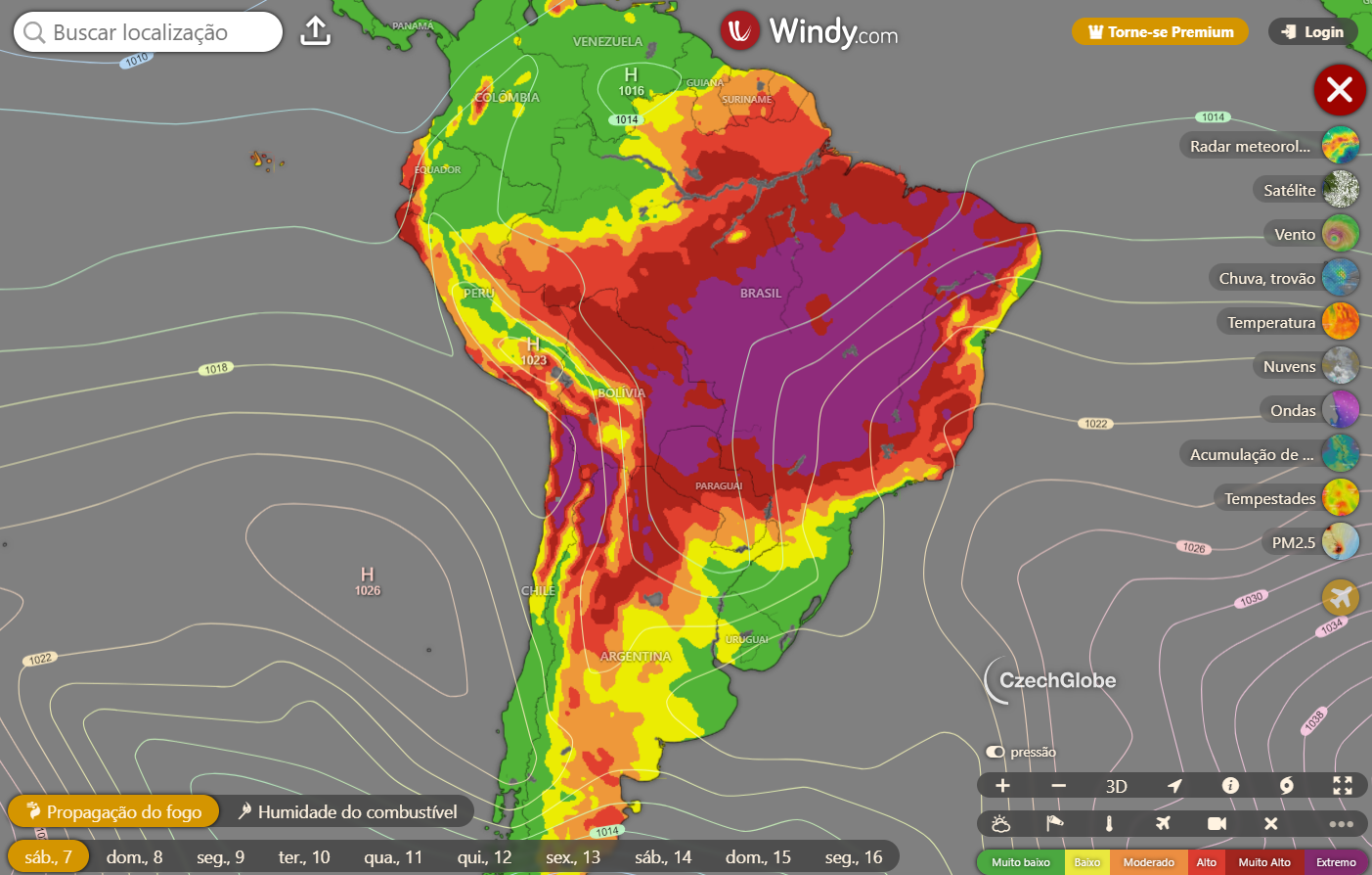 Muito calor chegando ao sul do Brasil, restante do Brasil continua quente e seco