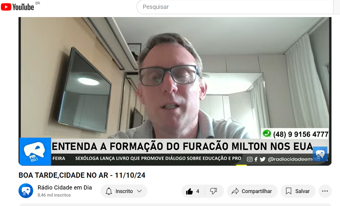 Onde está o furacão Milton? E a Previsão para o final de semana no sul do Brasil?