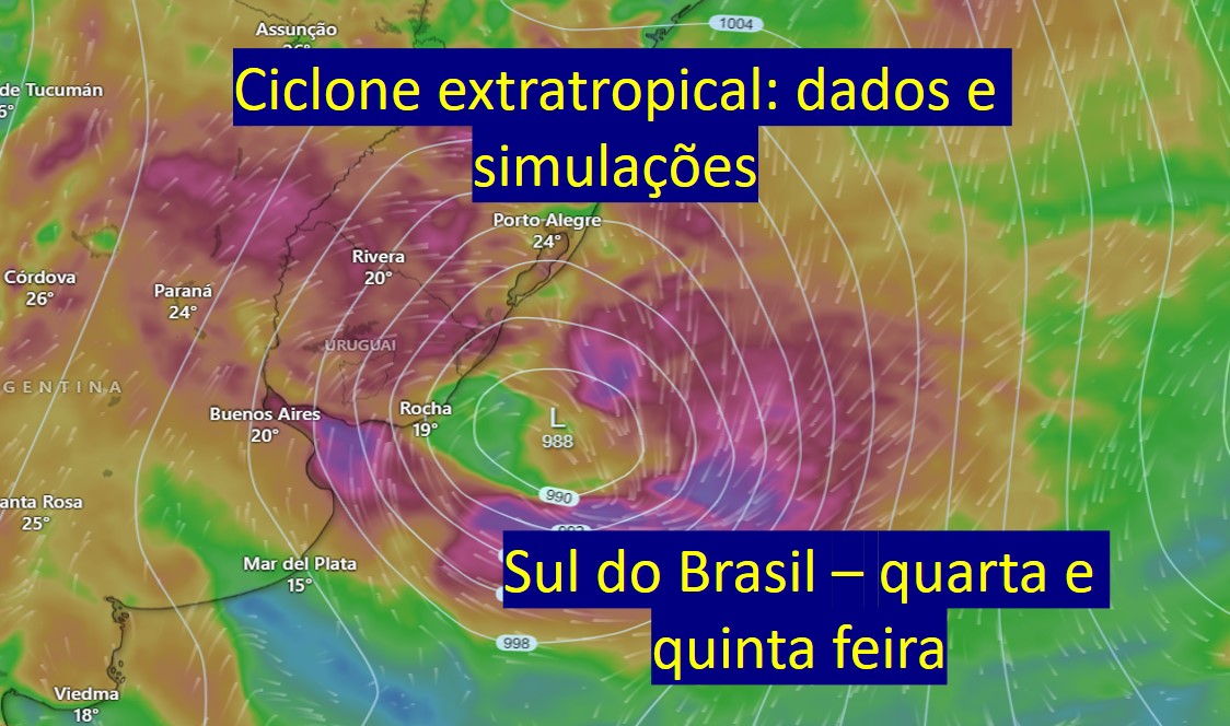 Acompanhamento da formação do ciclone, a princípio ventos normais no sul do Brasil