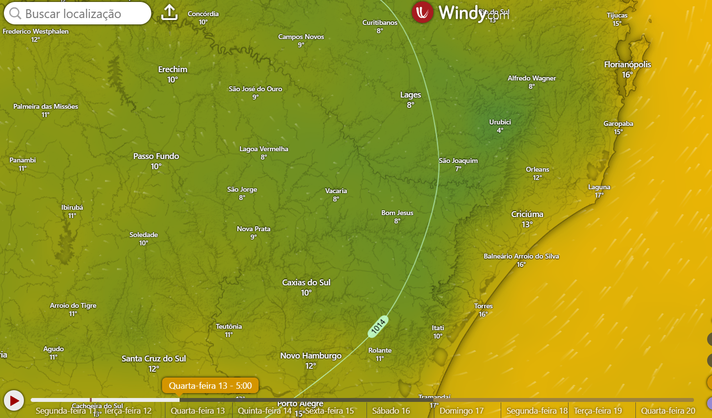 Segunda de noite com mudança no tempo em Santa Catarina, Frente fria reduz as temperaturas. Serra Gelada!