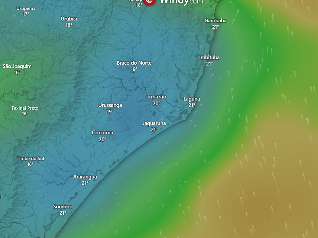 Após passagem do ciclone, ar mais fresco chegando ao sul do Brasil! Evento do Tsunâmi Meteorológico em Jaguaruna-SC