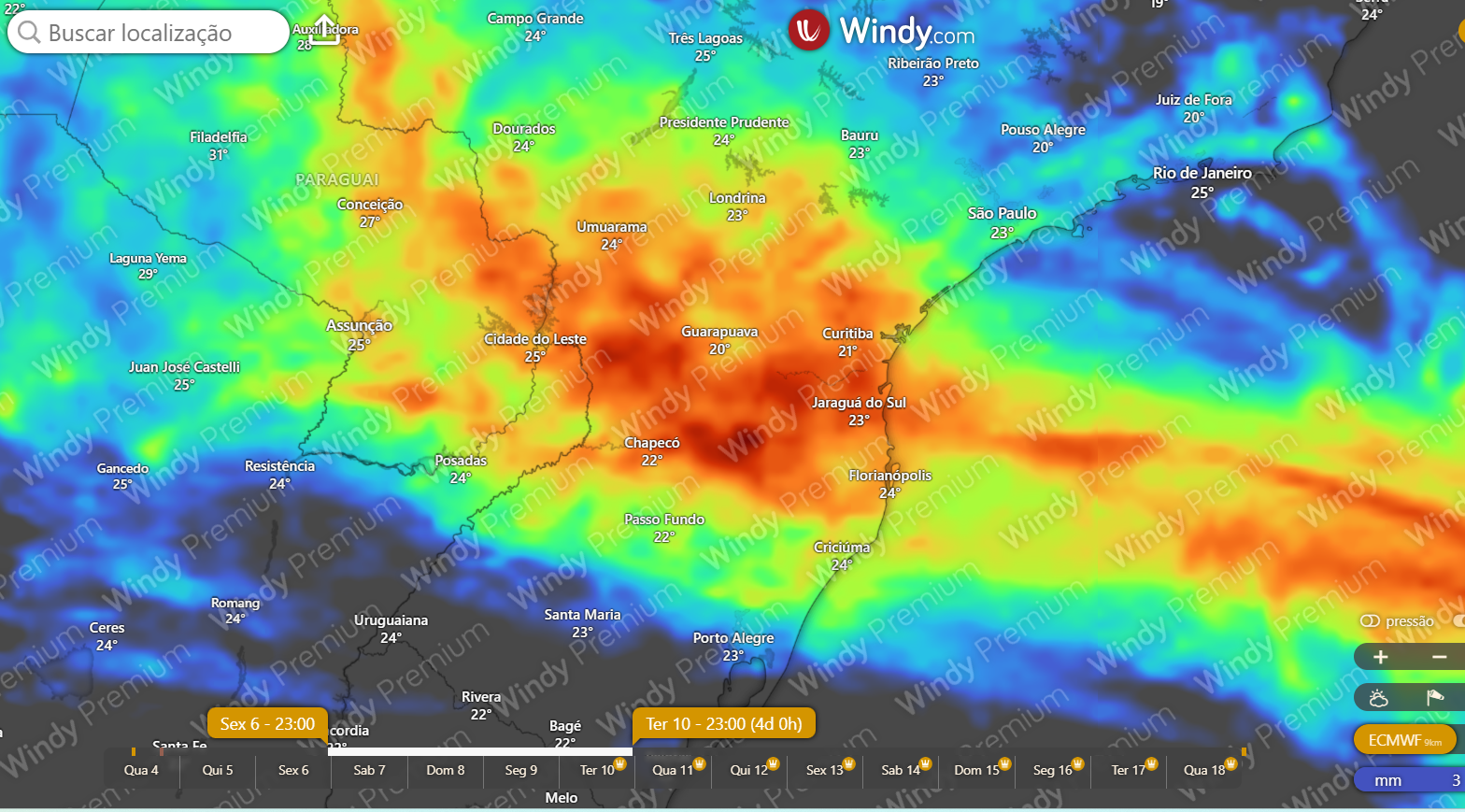 Alerta de chuva para o próximo final de semana no sul do Brasil, detalhamento aqui.