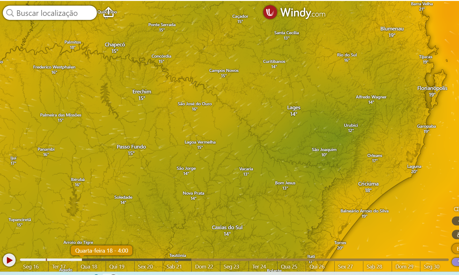 Panorama do tempo para o sul do Brasil na semana pré natal!