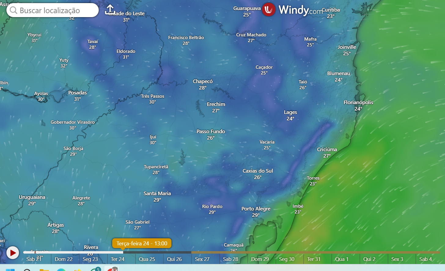 Panorama do final de semana e previsão já para o feriado de Natal pelo Sul do Brasil. Estamos no verão.