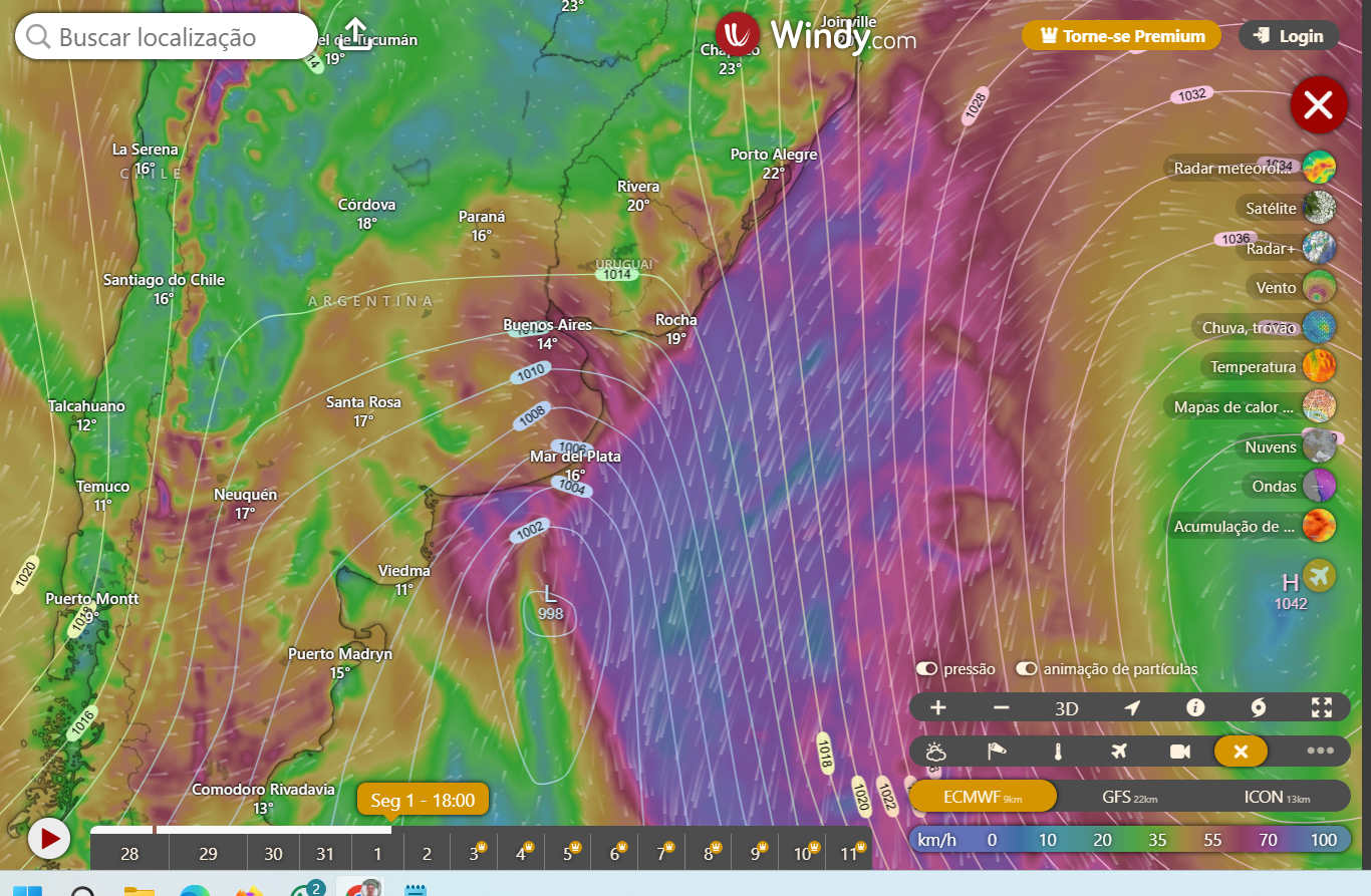 Mais um ciclone chegando com algum vento, mais na parte sul do RS.