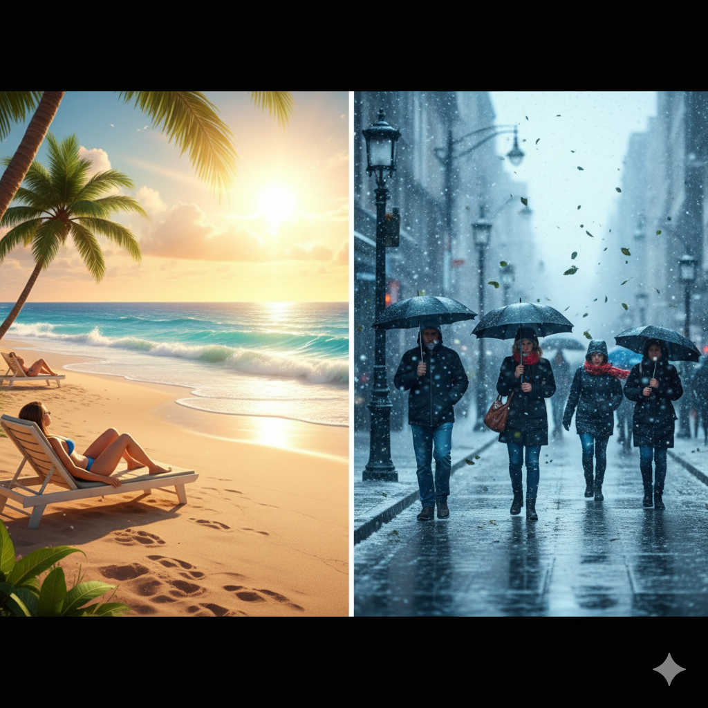 Calor, vento, frente fria, chuva e muito frio na próxima semana no sul do Brasil.