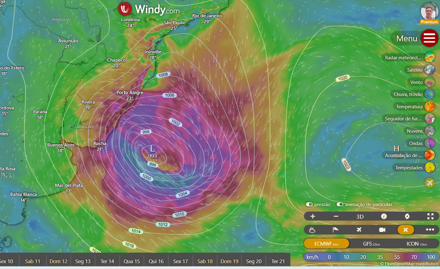 Mudança do tempo e ciclone
